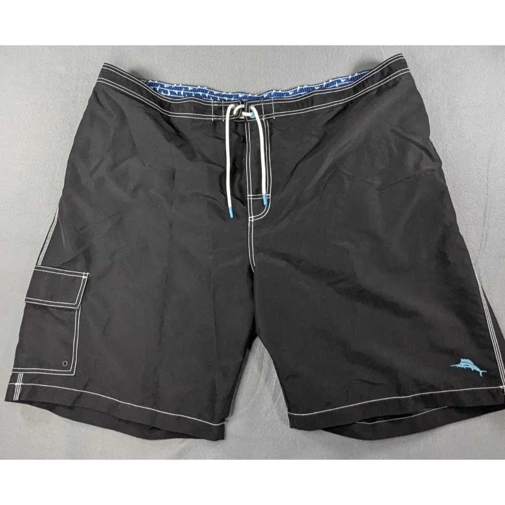 Tommy Bahama Men's Black Board Shorts Swim Trunks Size XXXLT Marlin Cargo Pocket